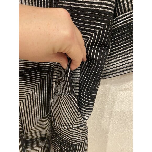 Damee Jacket Womens Large Geometric Pattern 3/4 Sleeve Textured Pockets - Picture 3 of 5